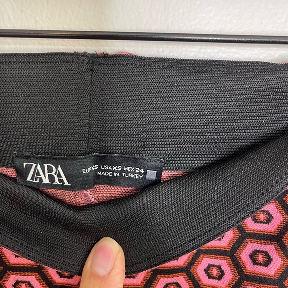 Zara New Geometric Retro Jacquard Knit Fit & Flare Legging Sz XS Trendy Fall - Picture 2 of 6